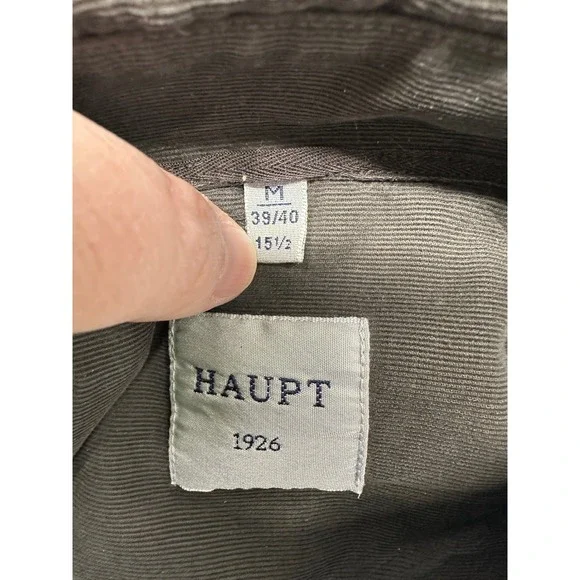 Haupt 1926 Mens Charcoal Grey Corduroy Shirt Modern Fit Button Down M 39/40 NEW - Picture 4 of 8